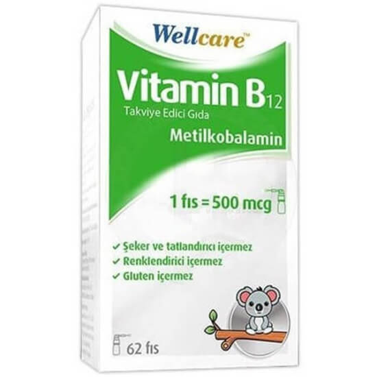 Wellcare Vitamin B12 500 mcg sprey 5 ml dil altı, metilkobalamin, tek fısta 500 mcg, şekersiz glütensiz- 1