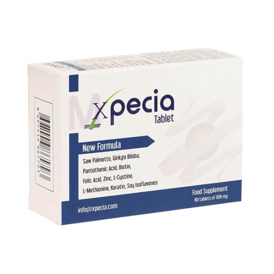 Xpecia erkekler için 60 tablet kapsül saç takviyesi Serenoa repens 340 mg Ginkgo biloba 20 mg biotin çinko- 1