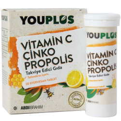 Abdi İbrahim - Youplus Vitamin C Çinko Propolis 20 Efervesan Tablet Abdi İbrahim - Youplus Vitamin C Çinko Propolis 20 Efervesan Tablet