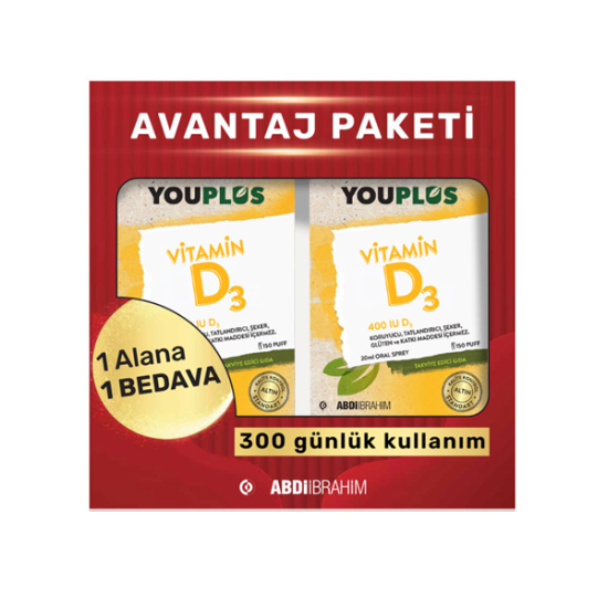  Youplus Vitamin D3 400 IU Oral Sprey 20 ml - 1 Alana 1 Bedava - 1