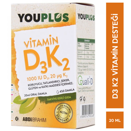 Youplus Vitamin D3 K2 Damla 20 ml - 1