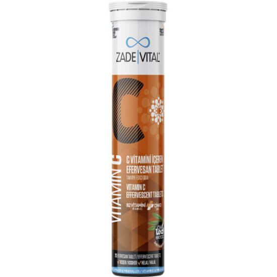 Zade Vital C Vitamini efervesan 20 tablet 1000 mg C vitamini 15 mg B2 vitamini 10 mg çinko zeytin yaprağı- 1