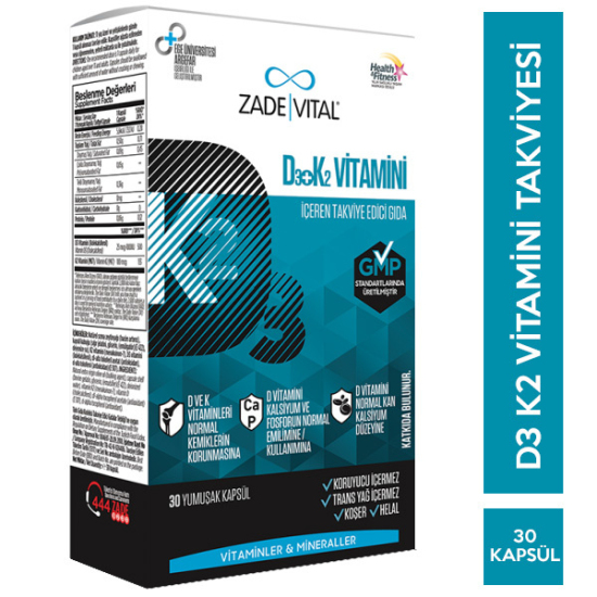 Zade Vital D3 K2 Vitamini 30 Yumuşak Kapsül - 1