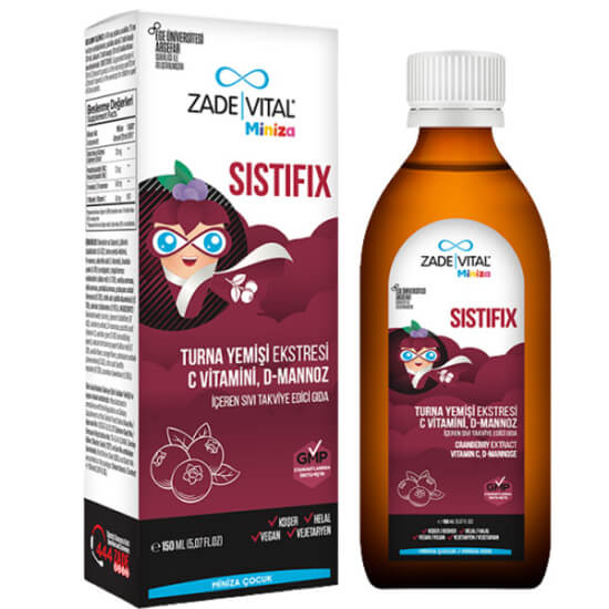 Zade Vital Miniza Sistifix sıvı takviye 150 ml turna yemişi ekstresi 720 mg D-mannoz 500 mg PAC 72 mg C vitamini 60 mg- 1