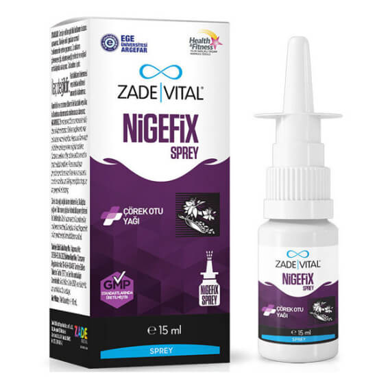 Zade Vital Nigefix çörek otu yağı sprey 15 ml; 1800 mg çörekotu yağı, okaliptus yağı ve tıbbi nane yağı içerir- 1