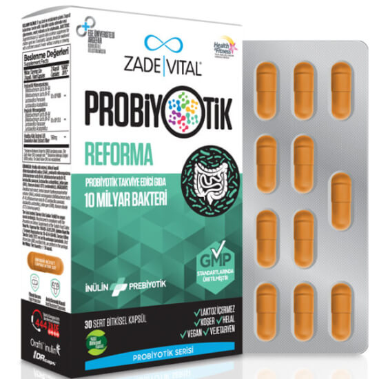 Zade Vital Probiyotik Reforma 30 DR kapsül, bitkisel gecikmiş salınımlı, 2 kapsülde 10x10⁹ KOB probiyotik- 1